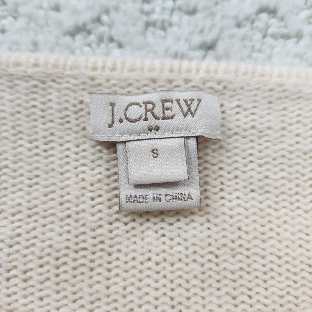 J.Crew‎ Merino Wool Cream Crewneck Sweater Womens Small